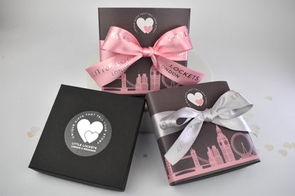 Your pendant will arrive in a branded gift box or choose to upgrade  with a London skyline wrap and hand tied pink or grey branded ribbon