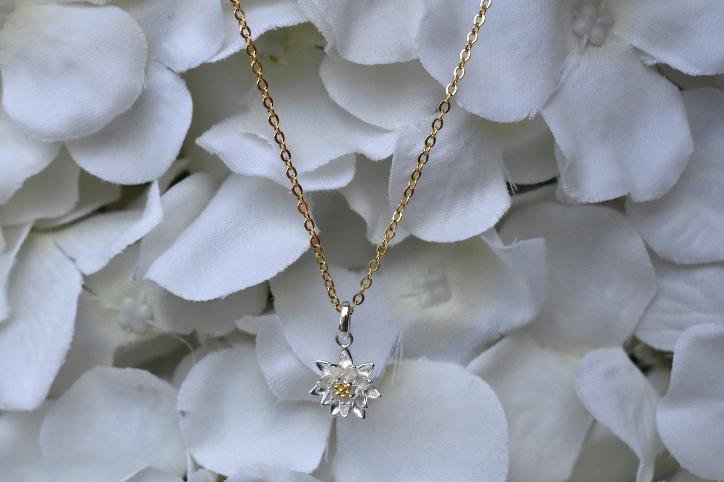 Daisy Birth Flower Pendant on gold chain