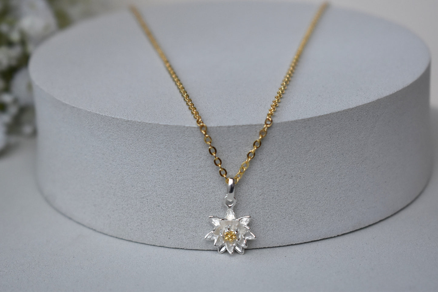 Daisy Birth Flower Pendant on gold chain