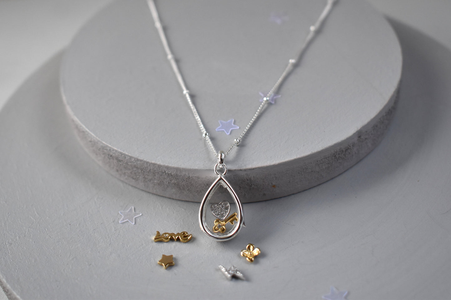 Personalised Sterling Silver Glass Locket Necklace – Add Tiny Charms