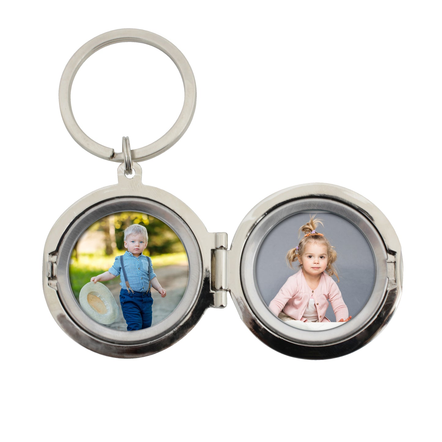 Inside of round engraved photo locket