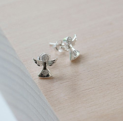 sterling silver angel stud earrings