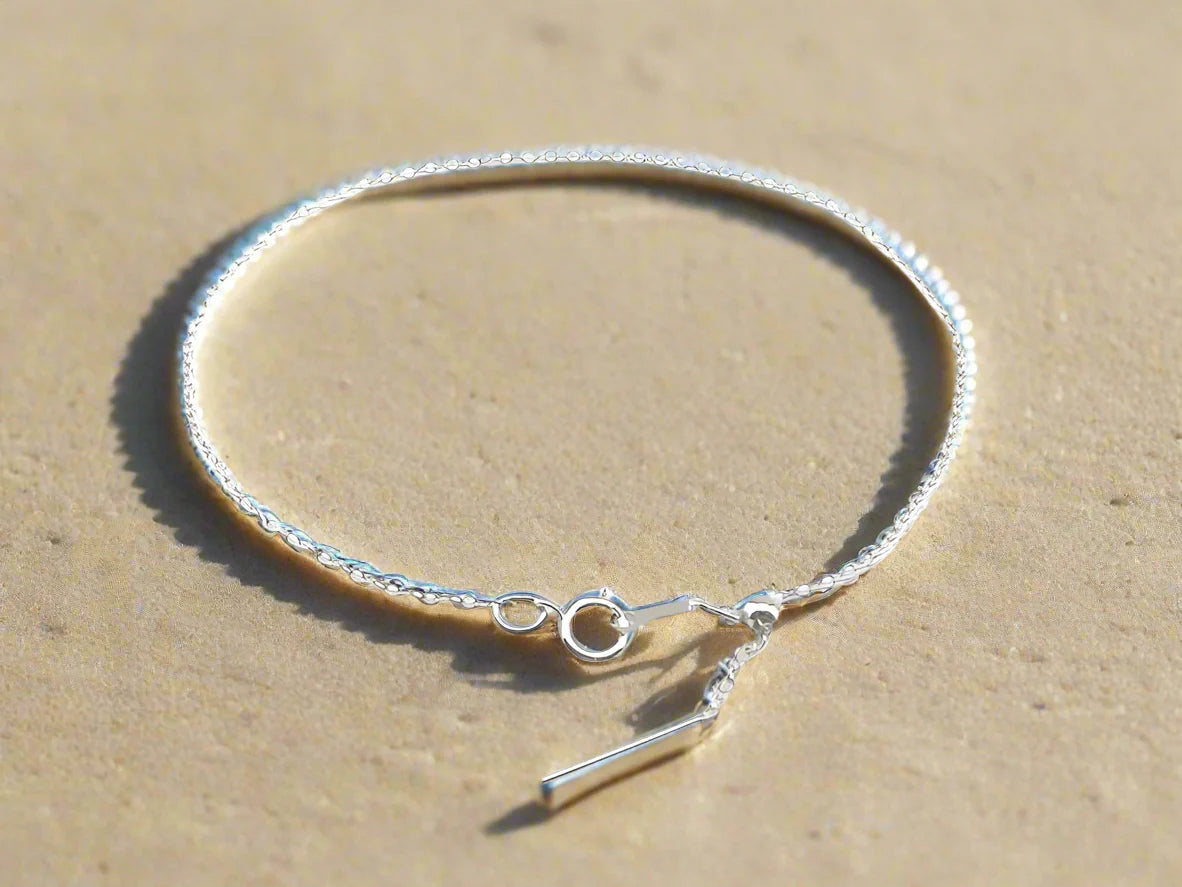 adjustable threader bracelet shown in sterling silver