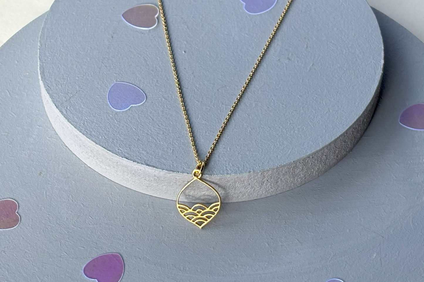 Gold Plated Sterling silver Calm Seas Ocean Wave Pendant