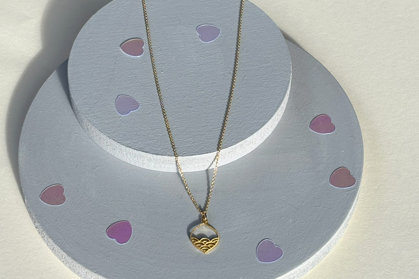 Gold Plated Sterling silver Calm Seas Ocean Wave Pendant