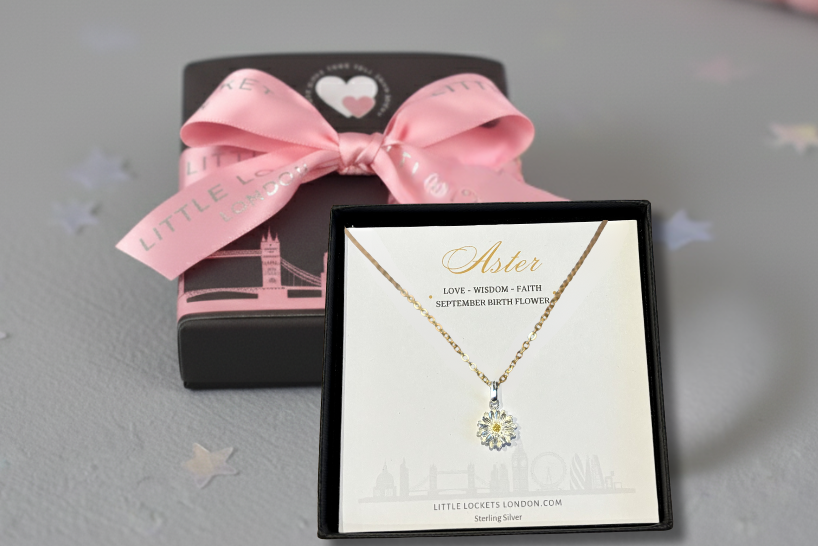 Daisy Birth Flower Pendant on gold chain