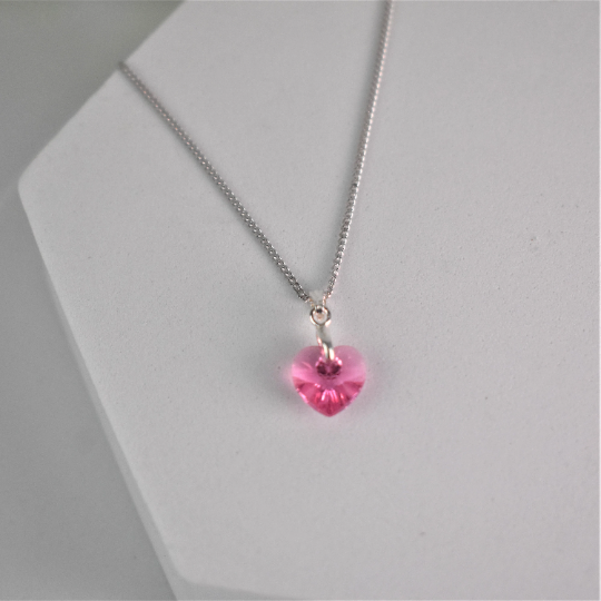 close up of crystal heart pendant