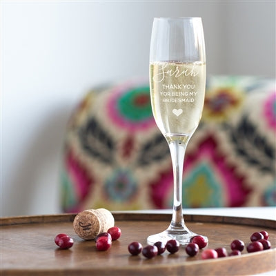 Personalised thank you for being my bridesmaid champagne glass