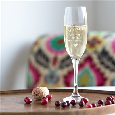 personalised will you be my bridesmaid champagne glass