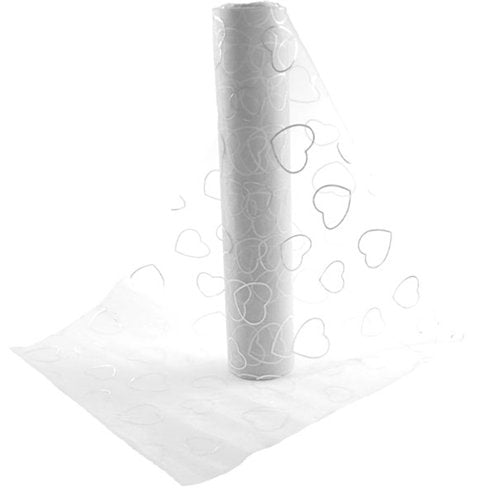 White hearts organza roll