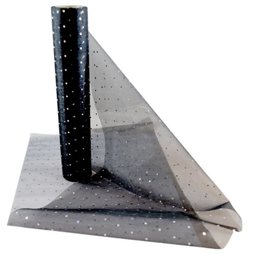 Black glitter dot organza roll