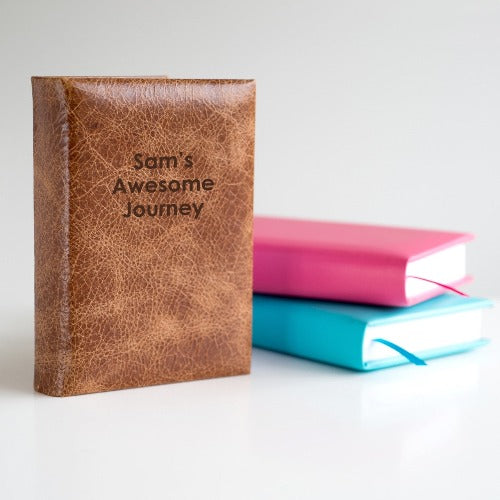 Leather five year diary personalised message