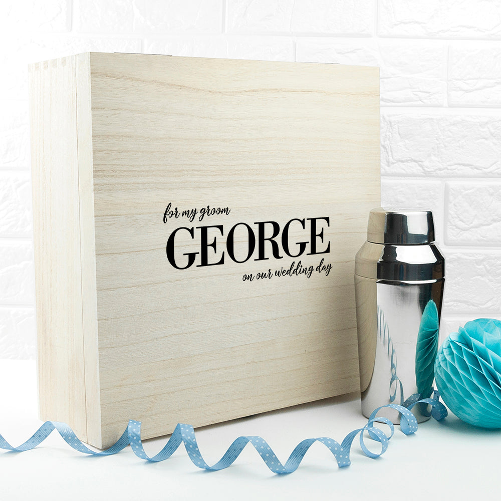 gift box for groom personalised with name