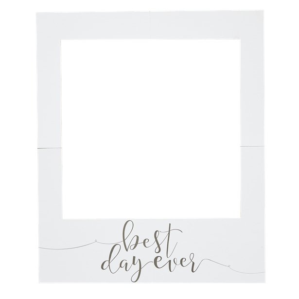 white photo booth polaroid style frame with "best day ever" in script below
