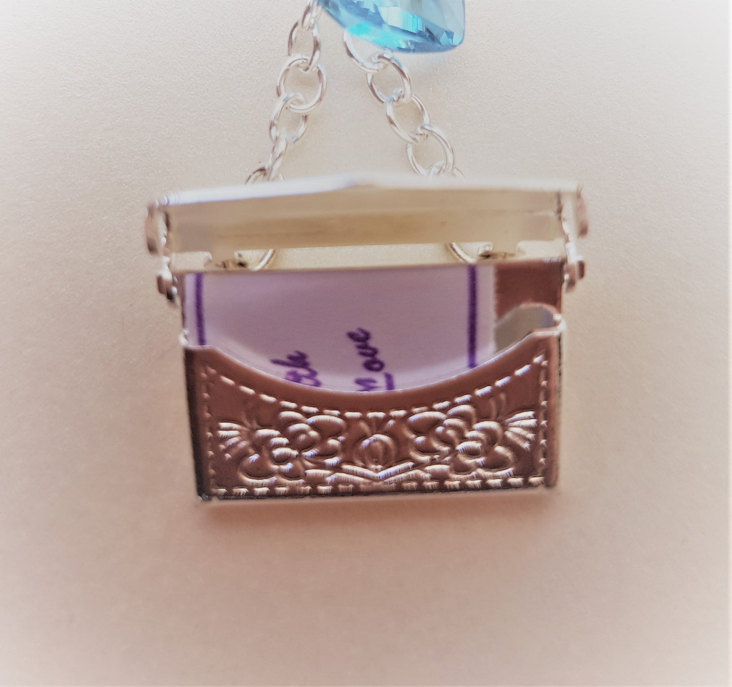 Envelope locket with secret message wedding bouquet charm