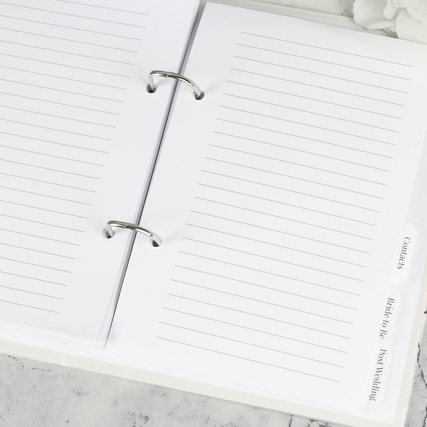 personalised wedding planner, ring binder with additional blank sheets
