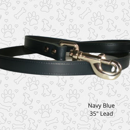 Navy blue dog lead 35" matches leather collar