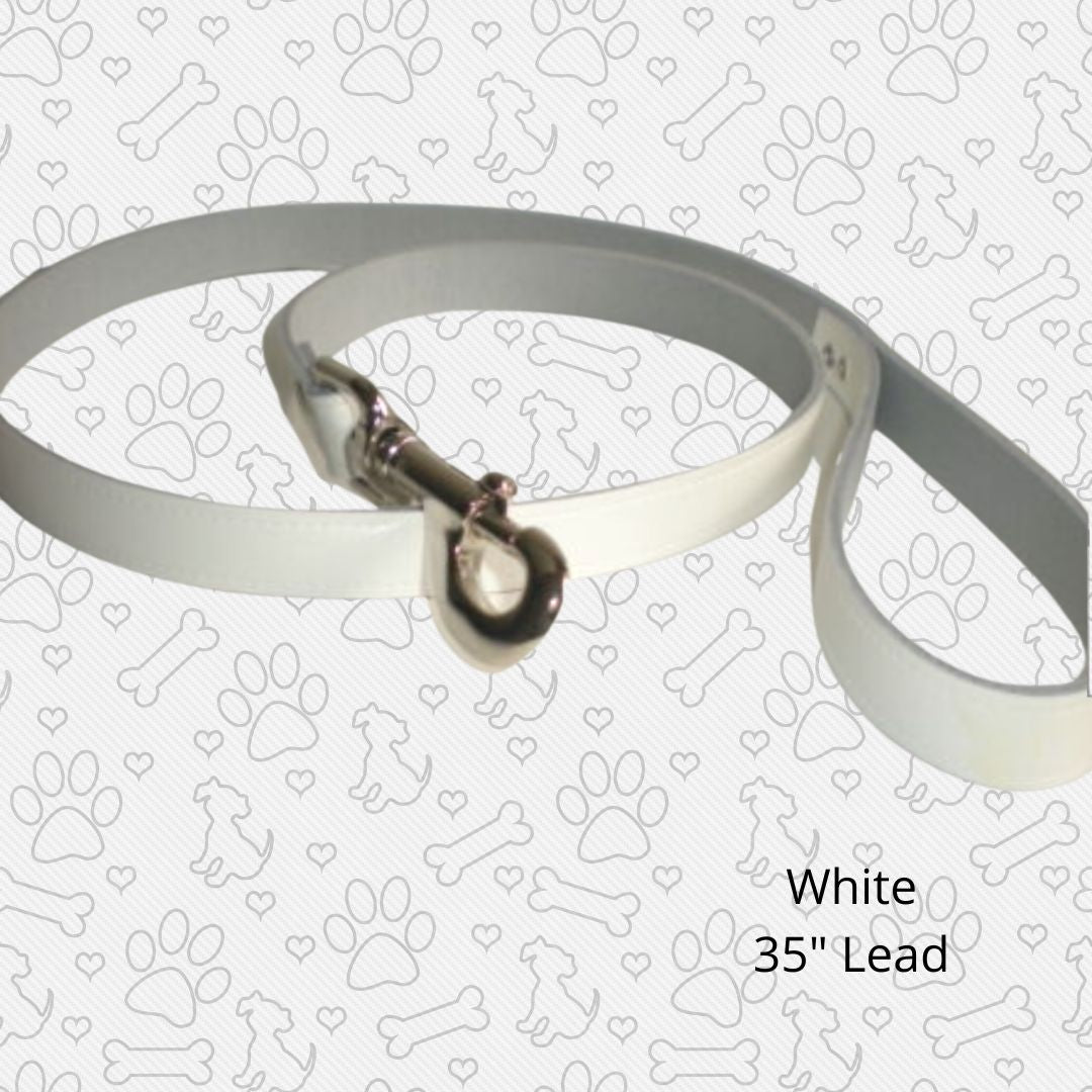 White leather 35" optional dog leash