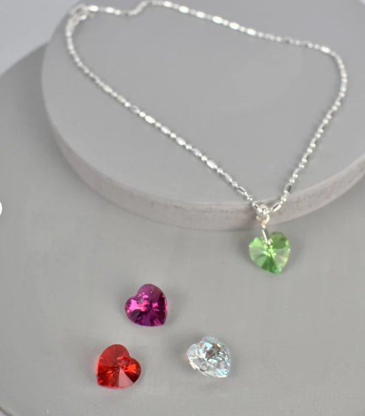 ball anklet with birthstone coloured crystal heart