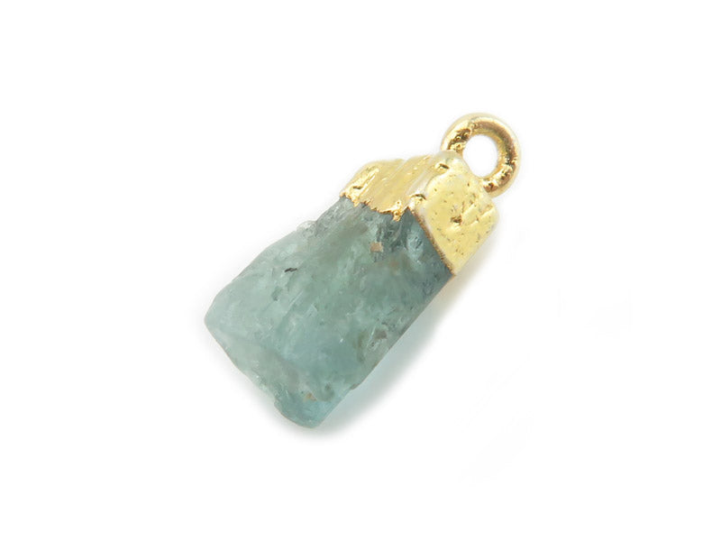 Aquamarine raw crystal pendant with 18k gold plated sterling silver tip