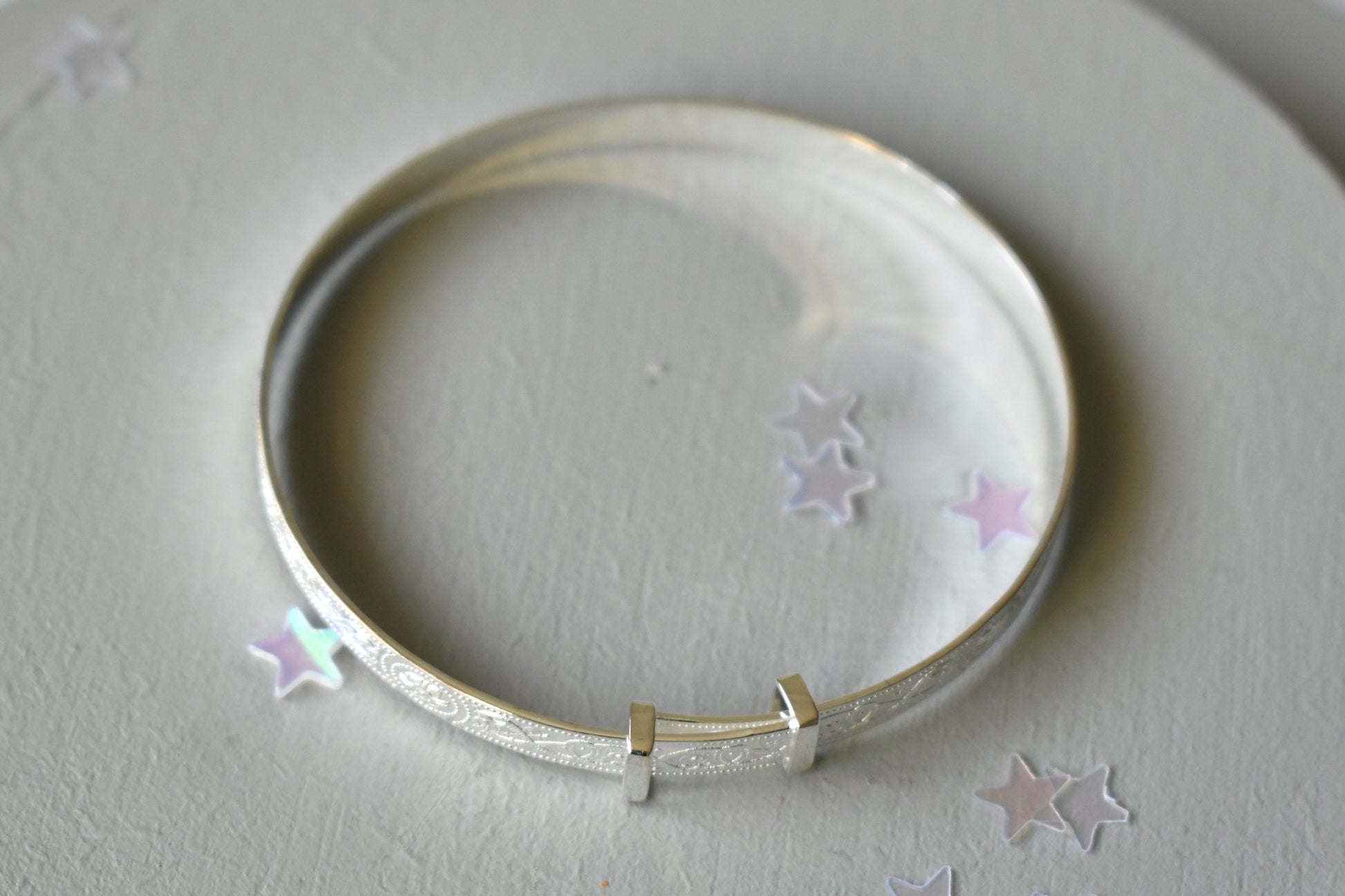 Sterling silver adjustable bangle with Celtic design