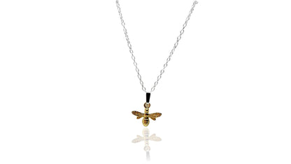 Gold Vermeil on sterling silver bee hangs from an adjustable 16-18 sterling silver chain. Bee also available in plain sterling silver and rose gold vermeil.