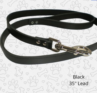 35" black leather lead optional