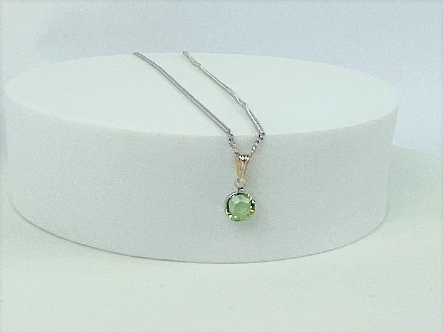 Peridot birthstone with sterling silver chain
