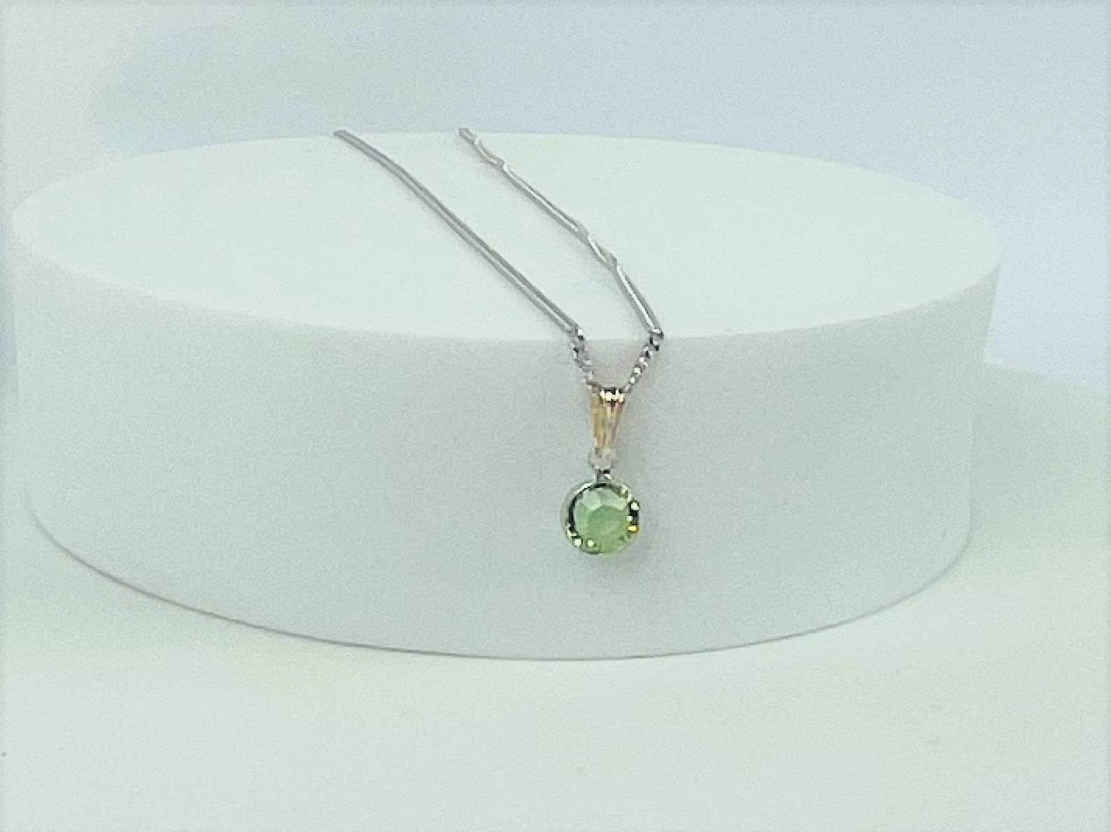 Peridot birthstone with sterling silver chain
