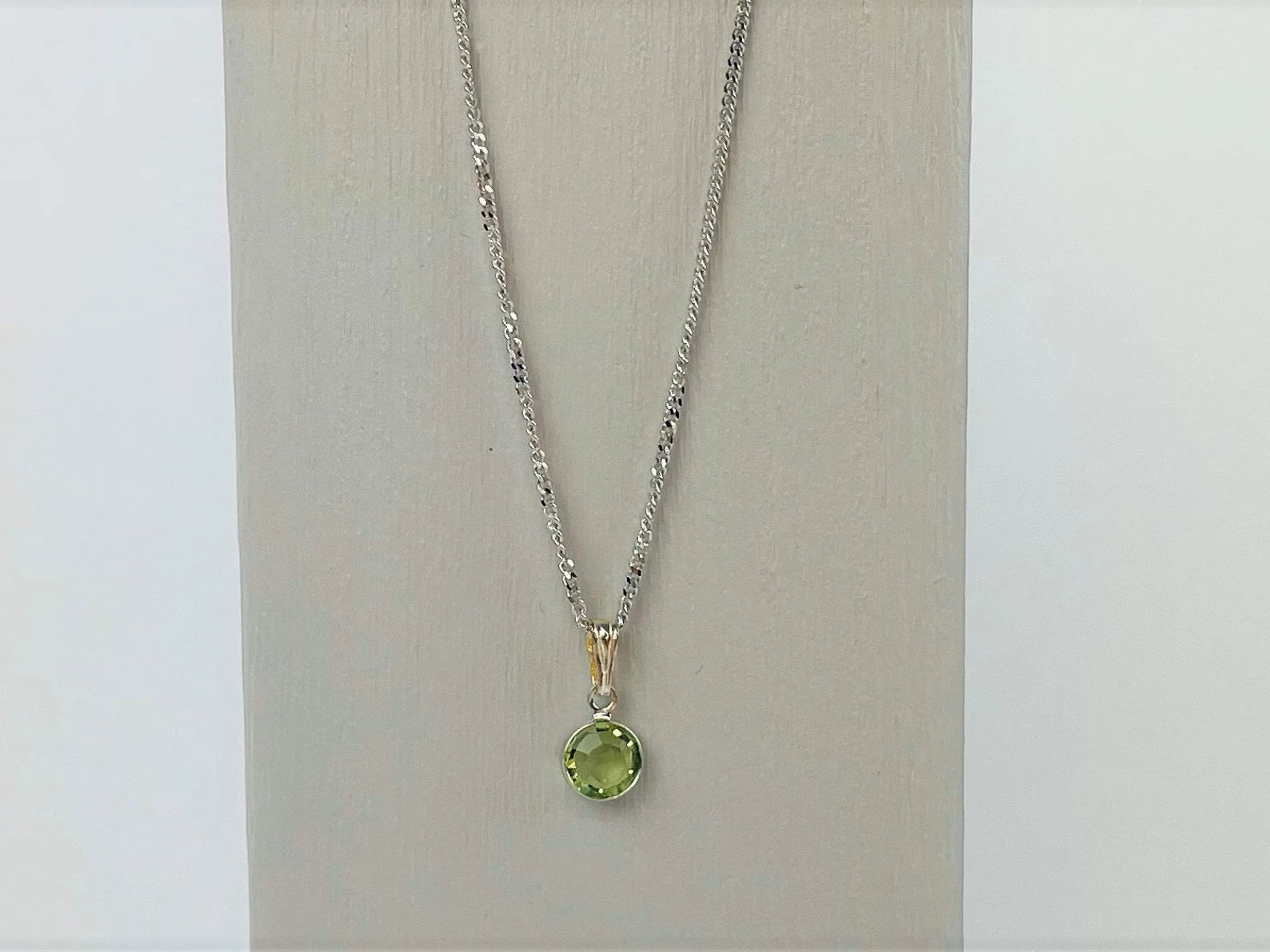 Peridot birthstone with sterling silver chain