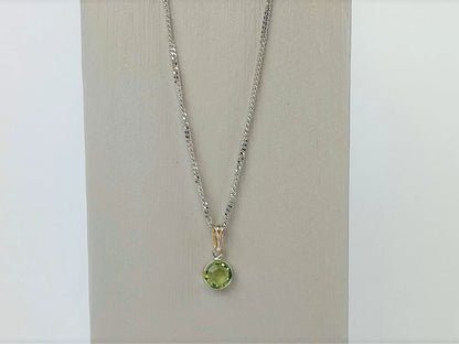 Peridot birthstone with sterling silver chain