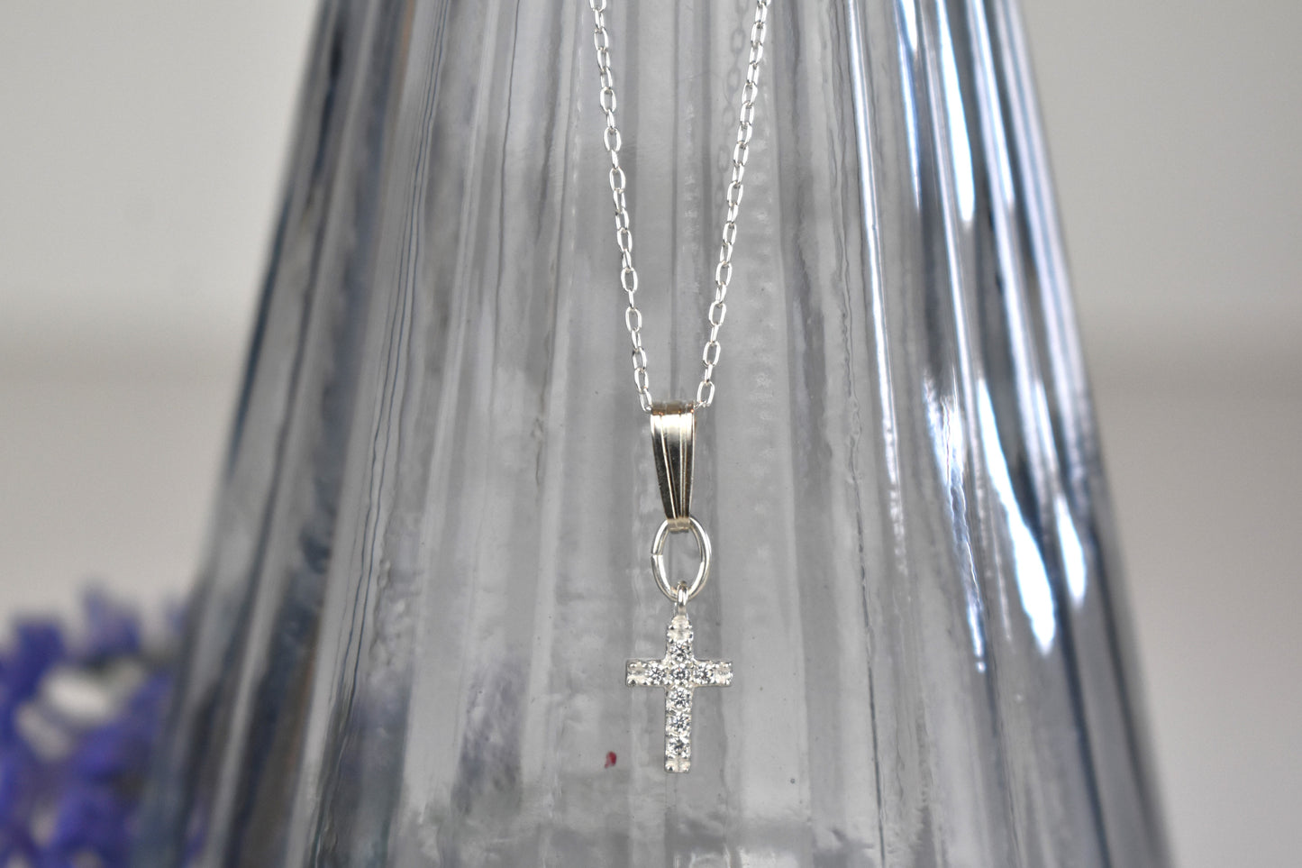 Tiny Crystal Cross Necklace