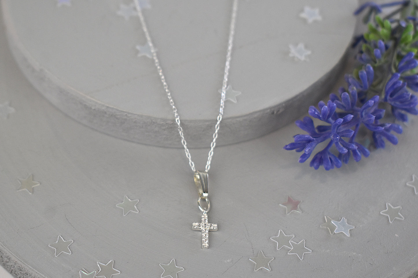 Tiny Crystal Cross Necklace