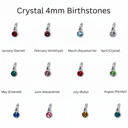 Premium crystal and sterling silver birthstone chart