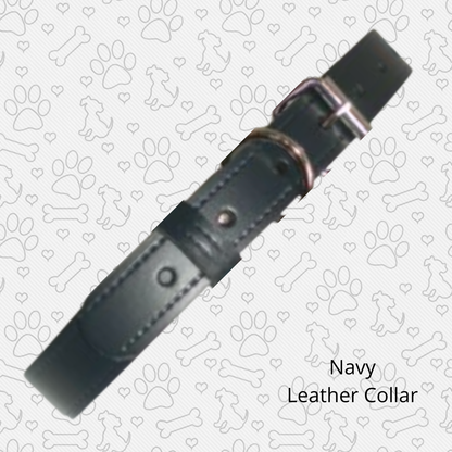 Navy leather collar