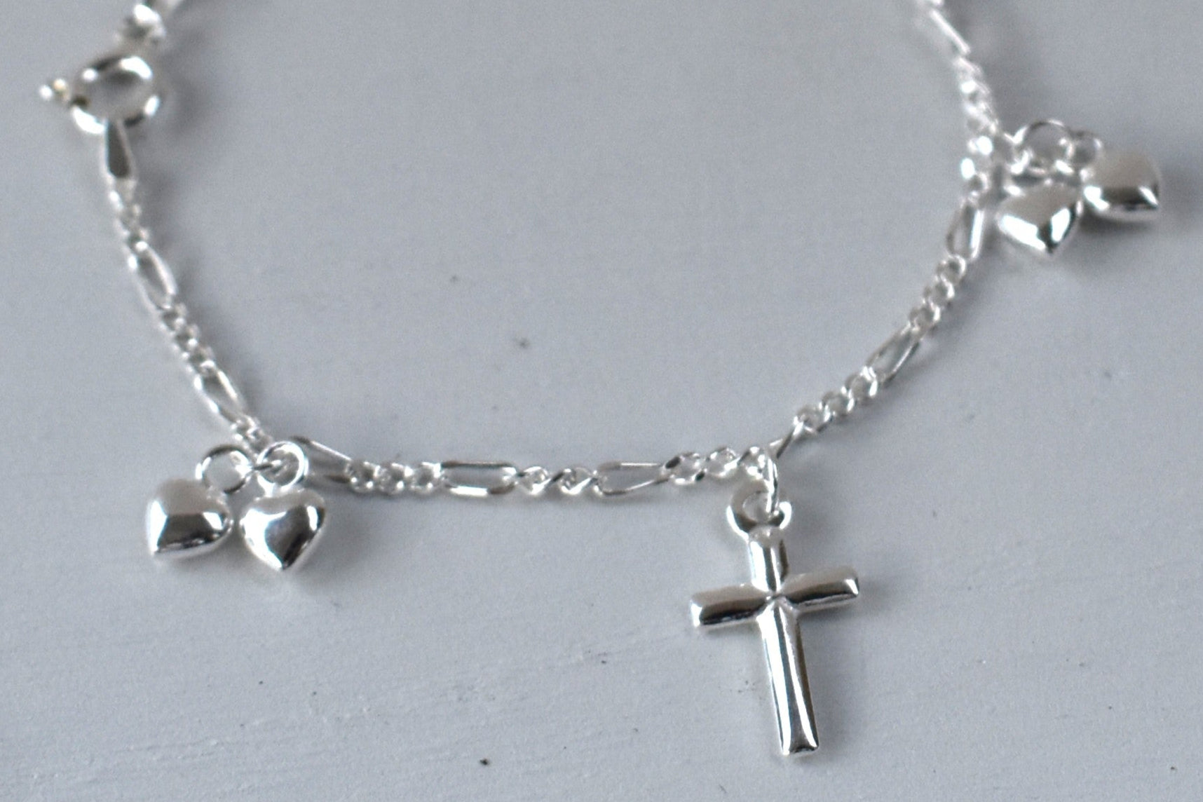 Sterling silver hearts and crosses child bracelet