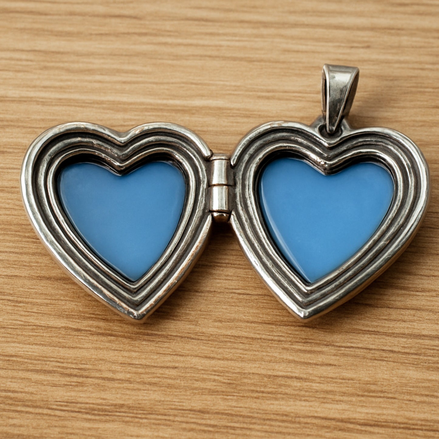 Interior of sterling silver heart locket