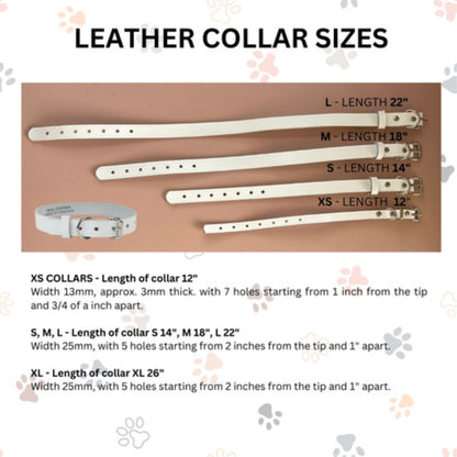Leather collar sizing chart