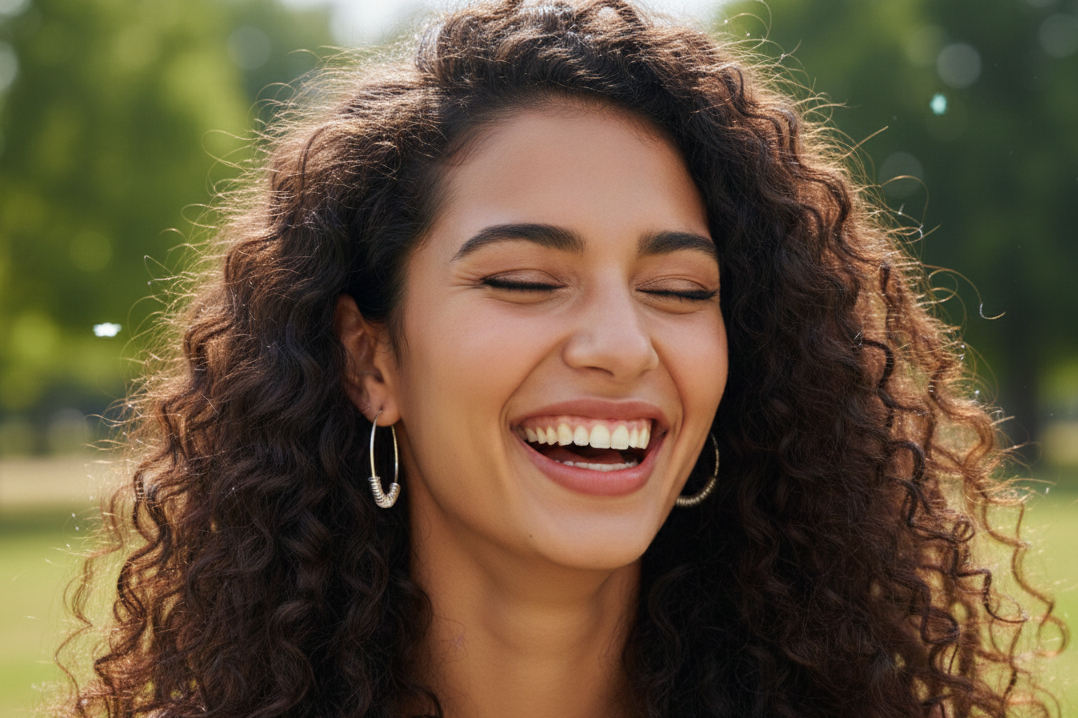 Model wears Sterling silver 30mm slider ring hoop earrings