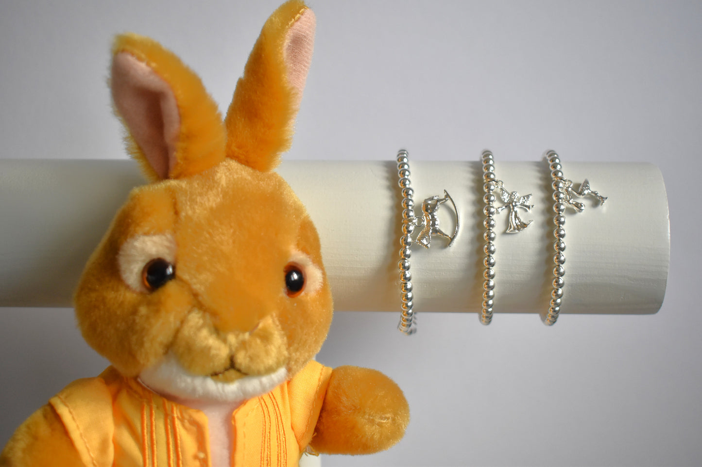 From the Family collection - rocking horse fairy and stork sterling silver beaded bracelets