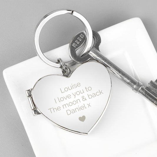 Heart-shaped keychain with your own personalised message above the heart motif.