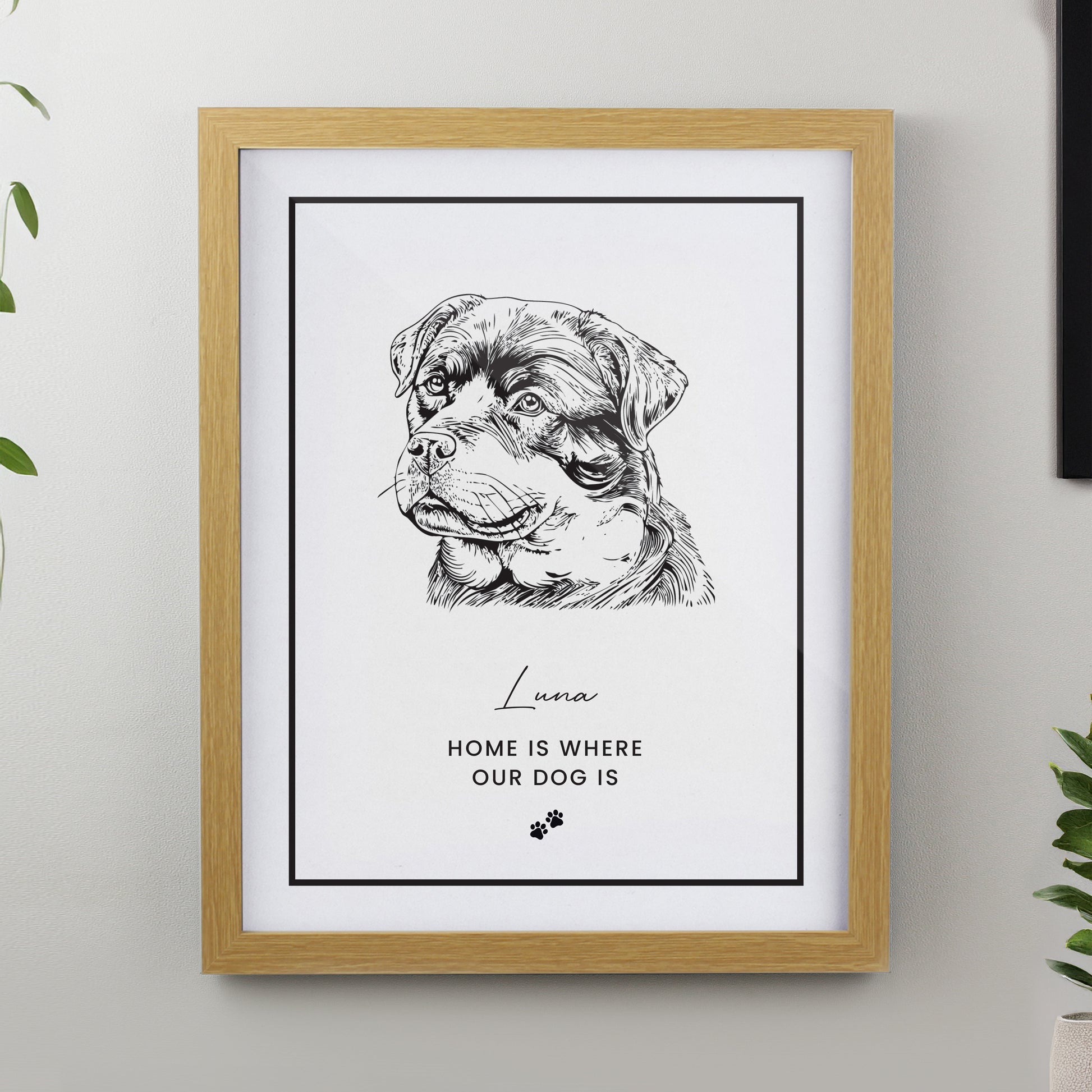 Dog portrait with personalised message