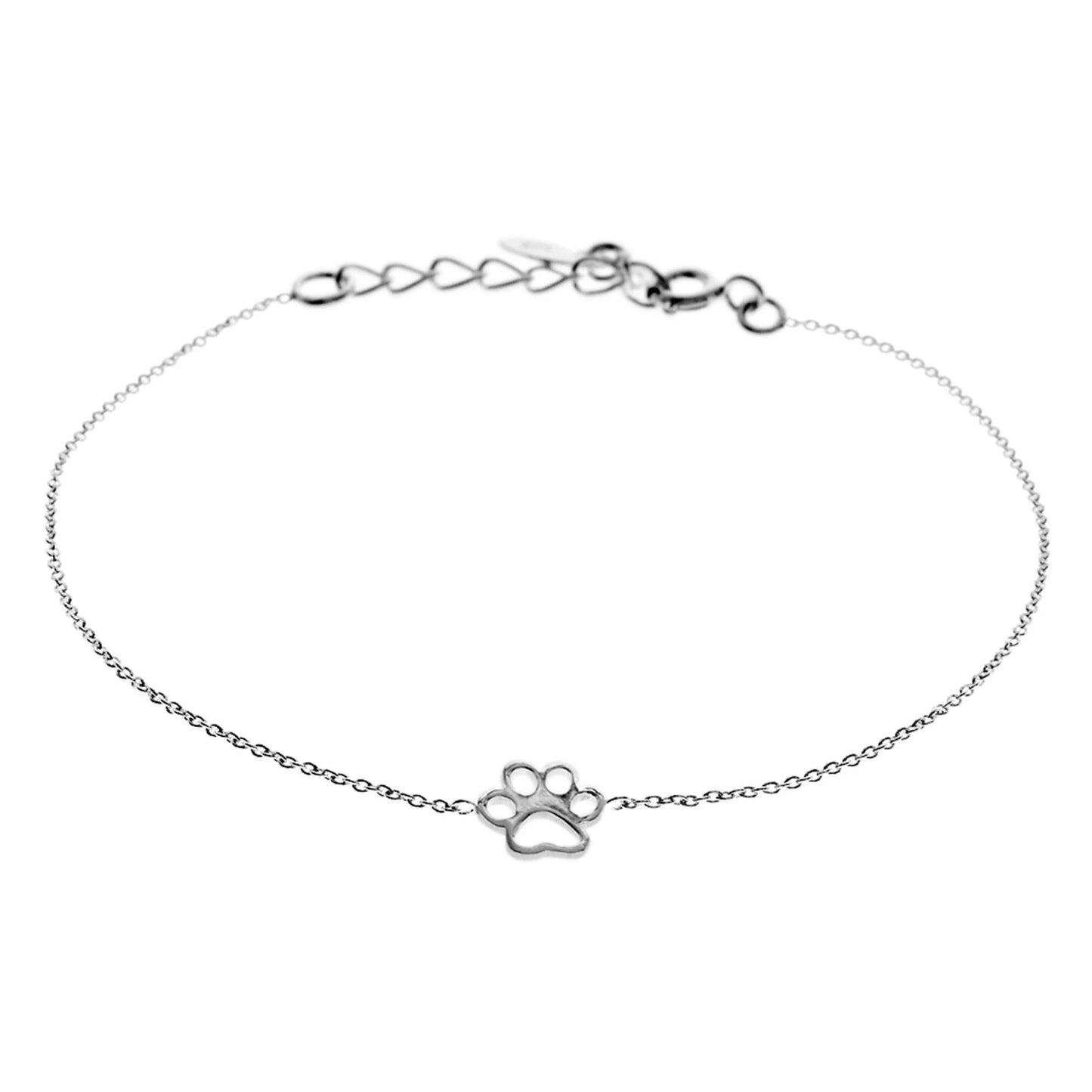 Sterling silver adjustable bracelet with paw print charm