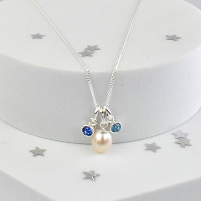 Freshwater pearl necklace with crystal birthstones