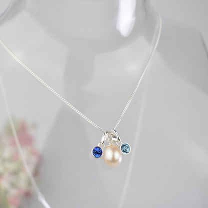 Freshwater pearl necklace with crystal birthstones
