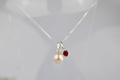 Pearl Drop Birthstone Necklace