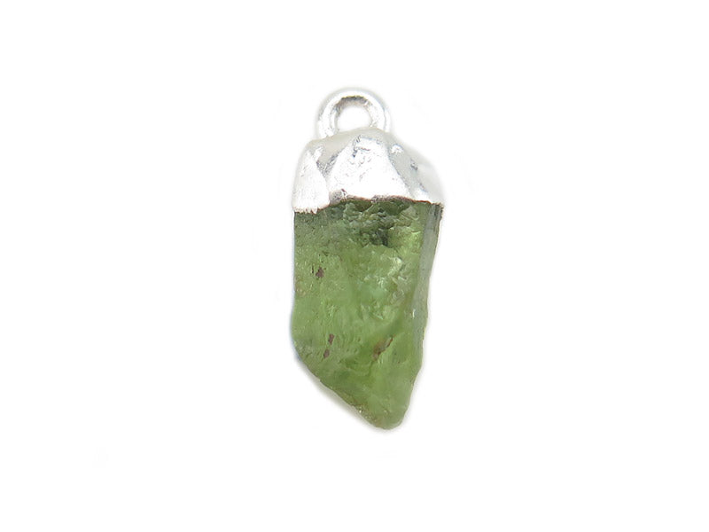 peridot raw crystal gem with sterling silver tip
