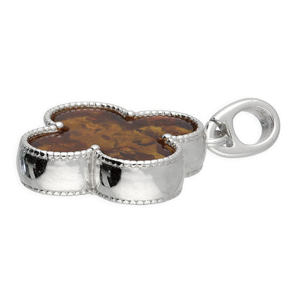 Sterling Silver Quatrefoil Pendant with Cognac Amber