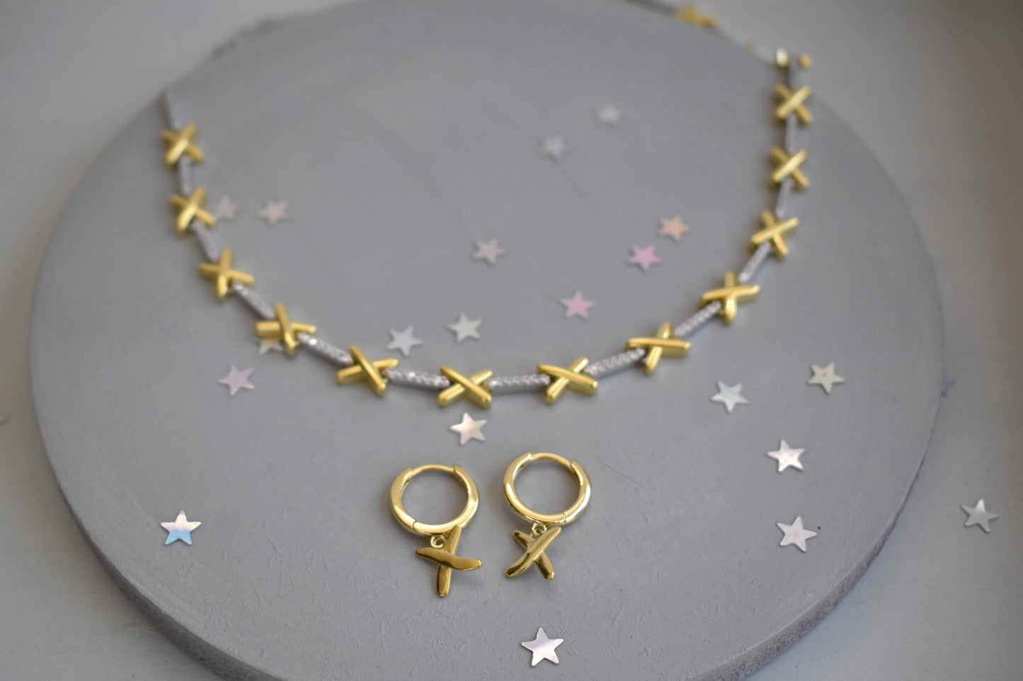 Golden Kisses Necklace with Optional Earrings