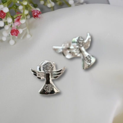 sterling silver angel earrings with cubic zirconia